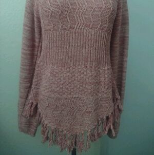 American Rag Cie Medium Women's Dusty Rose Knit Sweater with Textured Stitching